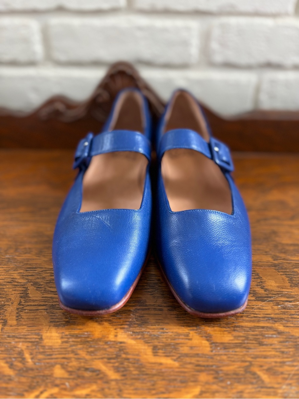 Zou Xou Royal Blue Leather Mary Jane Flats